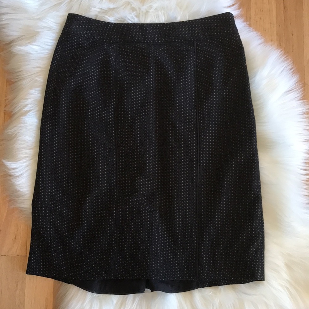 WHBM black pencil skirt with white polka dots